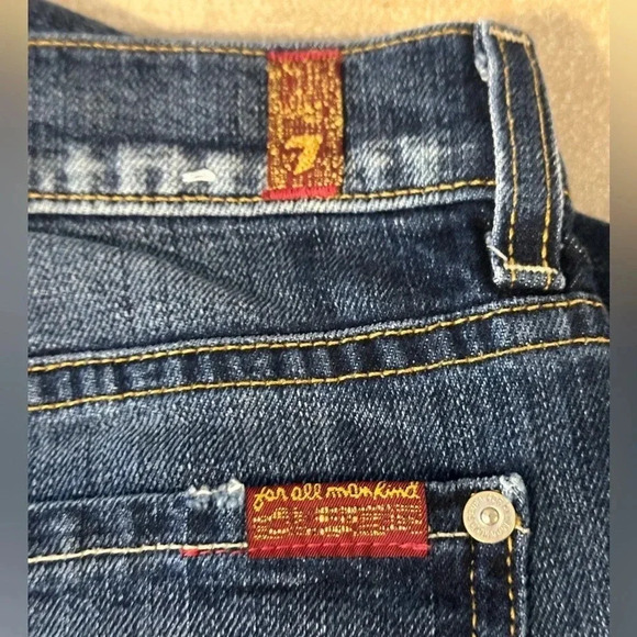 7 For All Mankind Josefina Skinny Boyfriend Jeans Size 26 Dark Wash Distressed - Picture 10 of 13